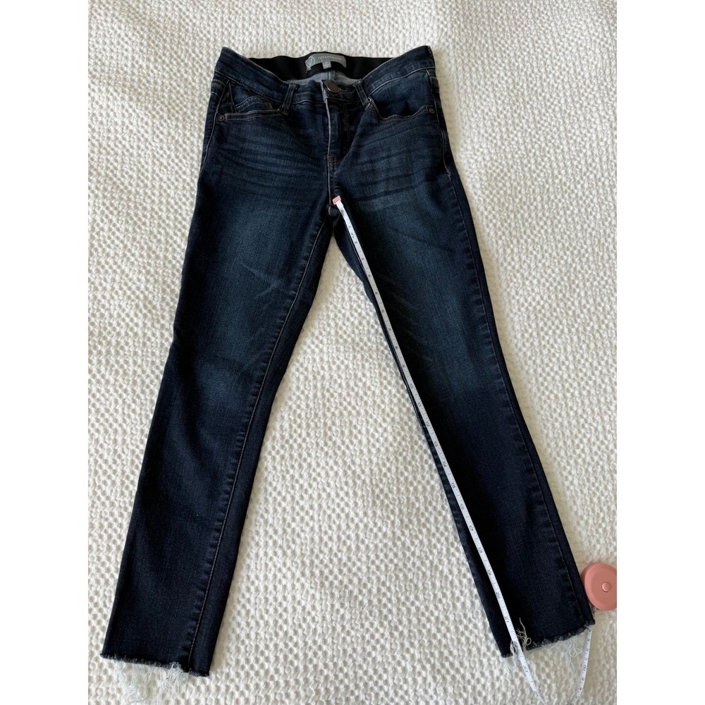 Wit & Wisdom Jeans Womens 2P Petite Dark Wash Skinny Stretch Raw Hem